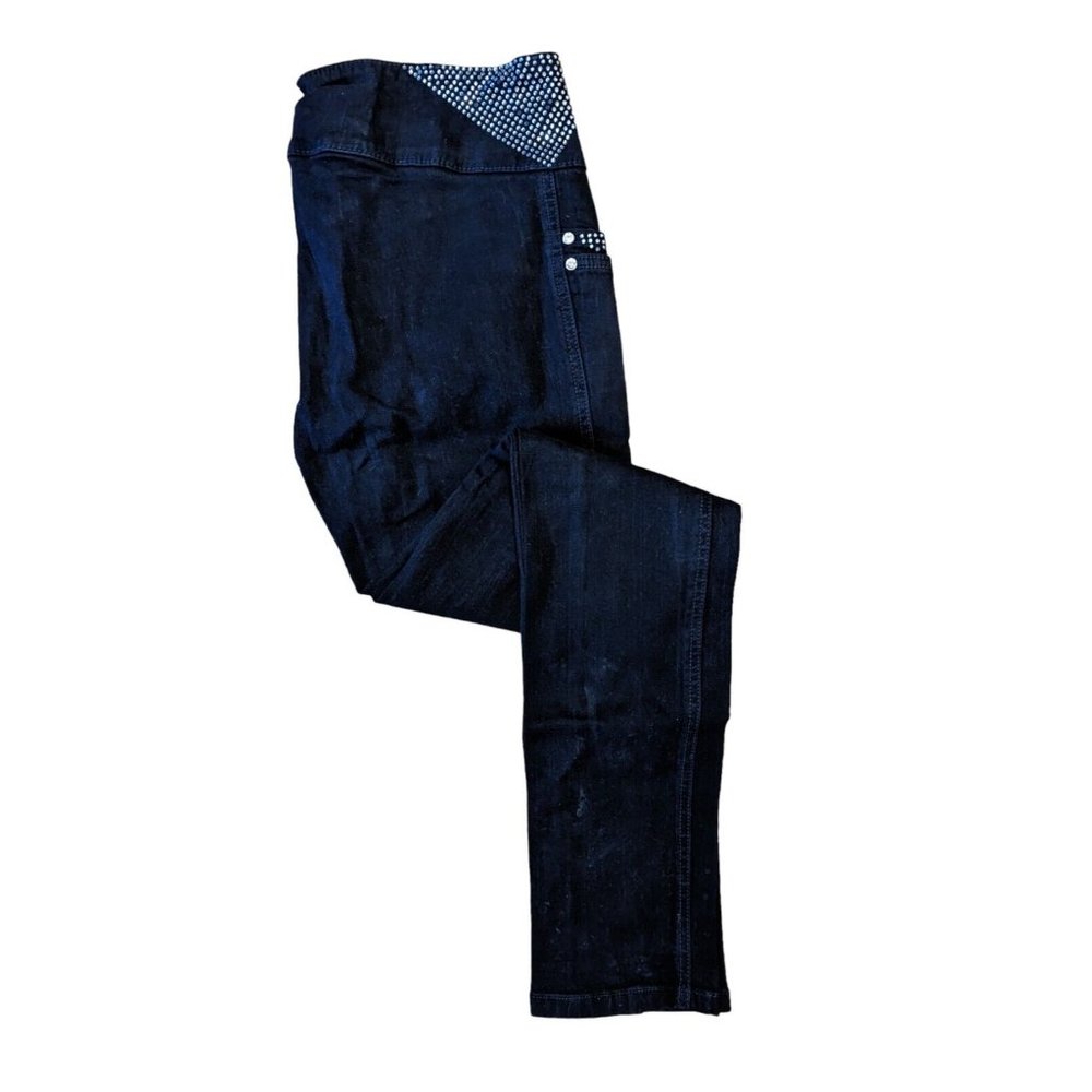 Nine Planet Women's Black Straight Leg Shiny Dots Denim Jean Size 9